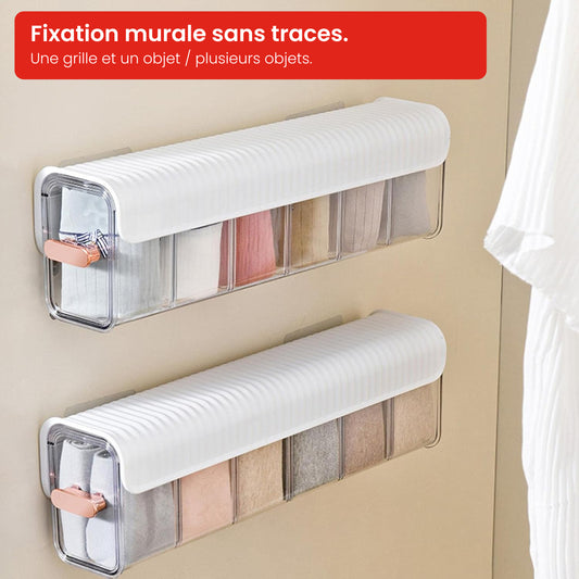 Boîte de rangement murale réglable à 6 cellules