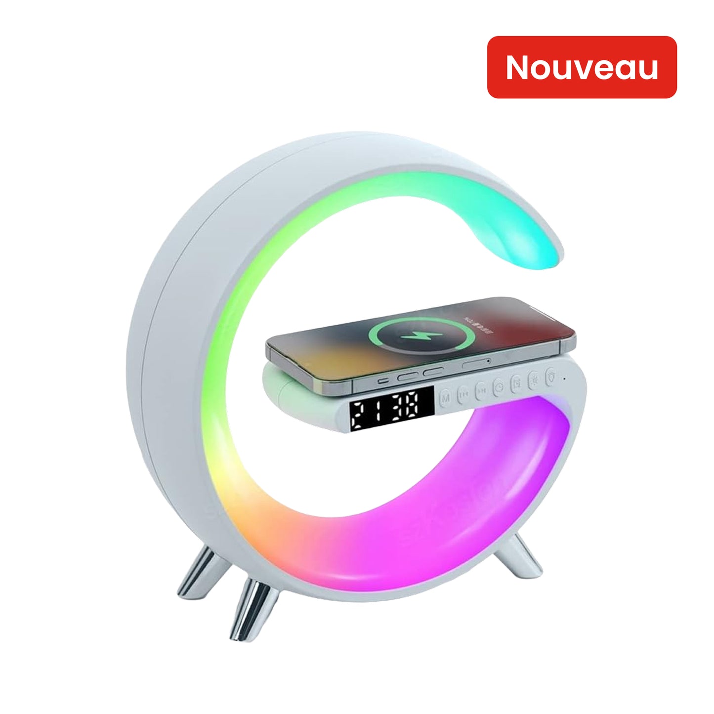 Chargeur sans fil 4 en 1 : RGB Light Enceinte Bluetooth
