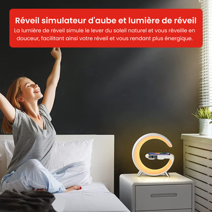 Chargeur sans fil 4 en 1 : RGB Light Enceinte Bluetooth