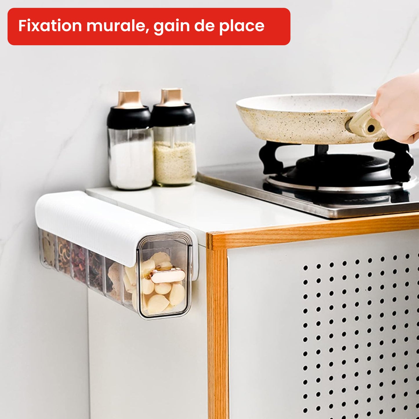 Boîte de rangement murale réglable à 6 cellules