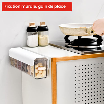 Boîte de rangement murale réglable à 6 cellules