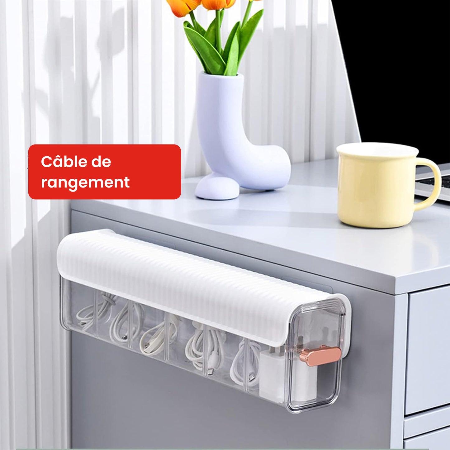 Boîte de rangement murale réglable à 6 cellules