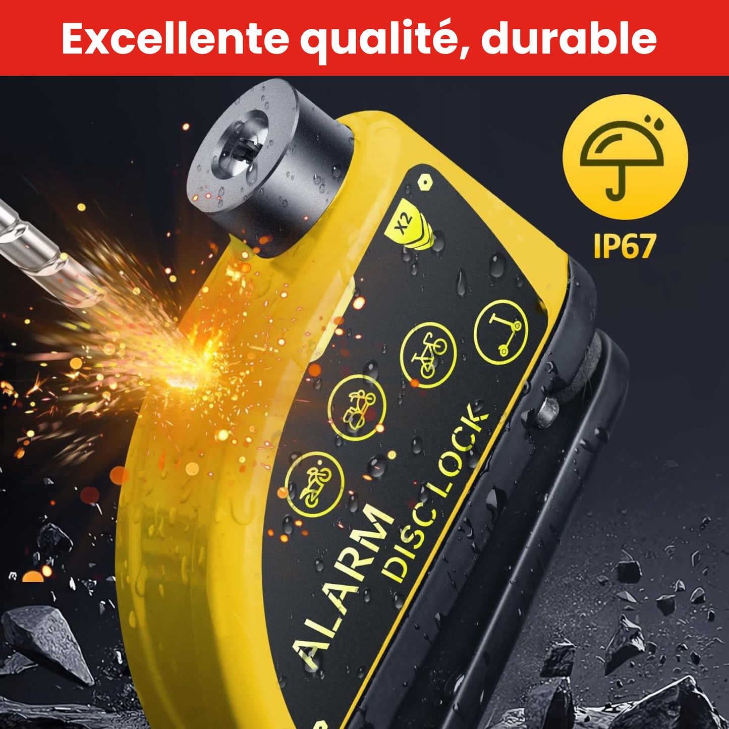 Antivol Moto Disque avec Sirène & Câble